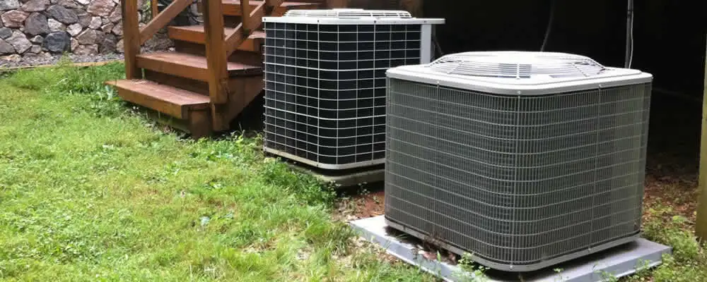 Heat pump installation and service units outside a home in Lynchburg, VA
